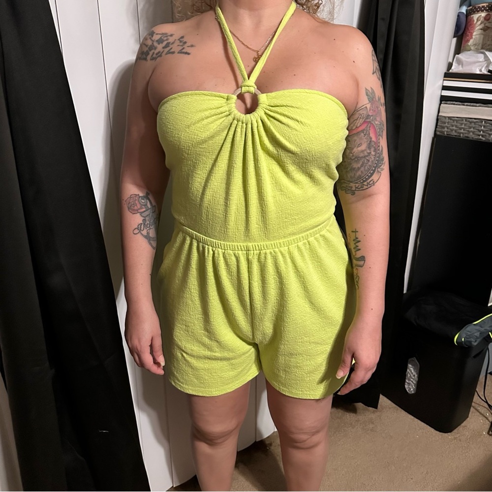 Old Navy Lime Green Halter Romper